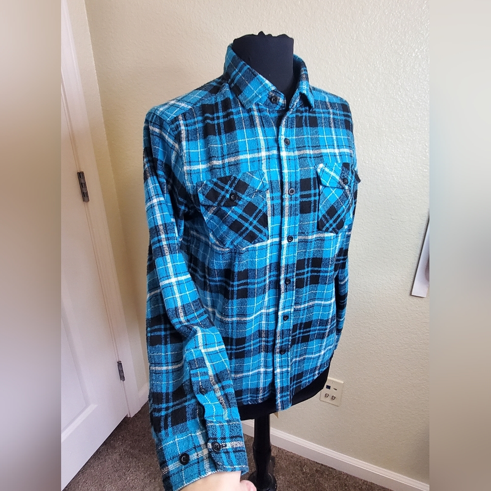 Blue Gear Flannel Button Down